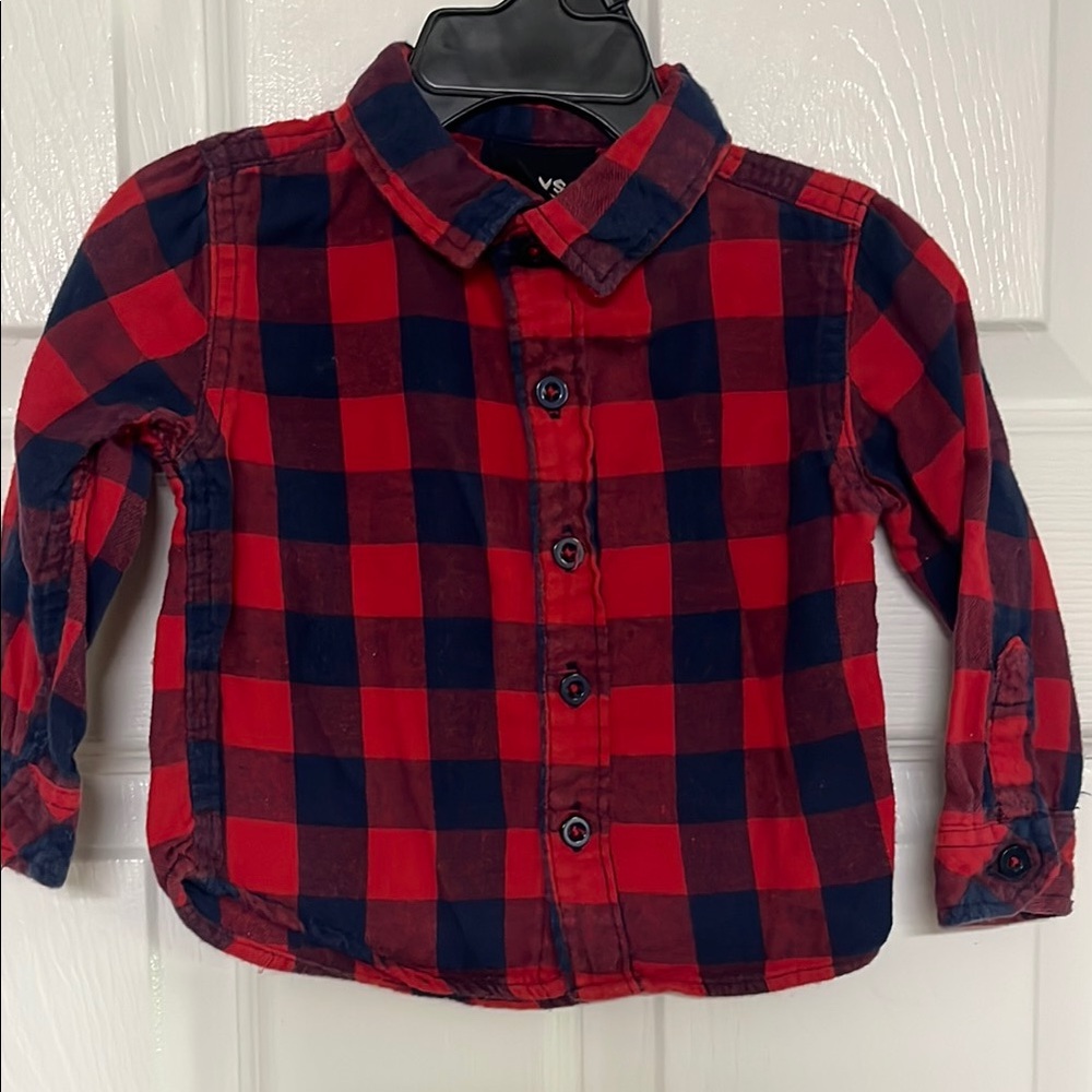 12M Flannel  Red and Blue Button Down Shirt